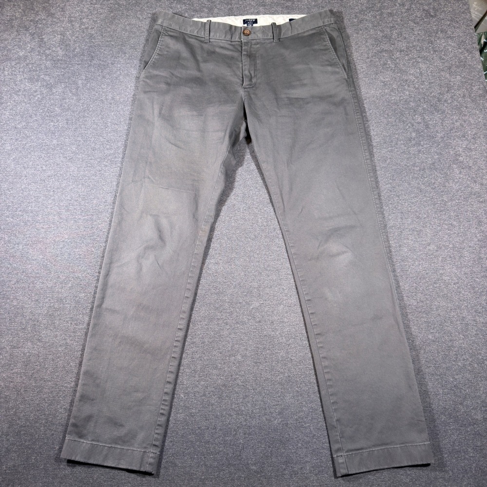 J.Crew Chino Pants Mens 34x32 Gray Flex Slim Fit Stretch Cotton Casual Trousers